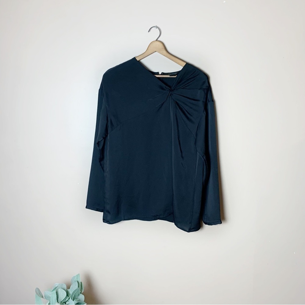 [Club Monaco] Black Silky Classic Career Professional Long Sleeve Top